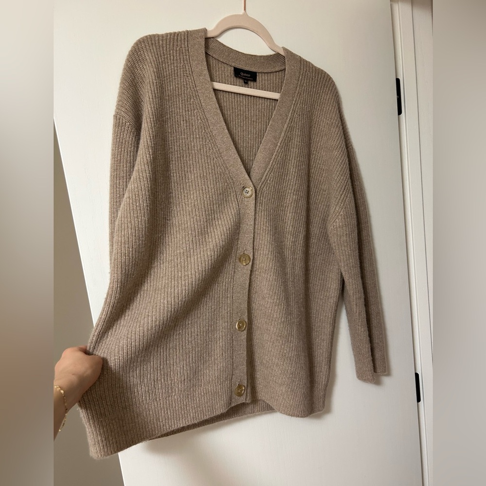 Quince Mongolia Cashmere Oversized Boyfriend Cardigan